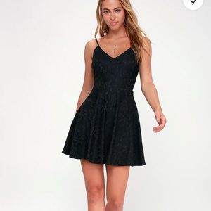 Lulus Way With Words Black Skater Homecoming Dance Dress Lace